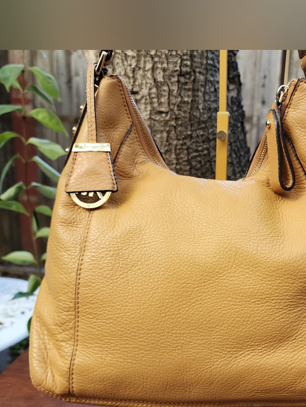 Michael Kors Fulton Peanut Yellow Pebbled Leather Slouchy Hobo Shoulder Bag MK